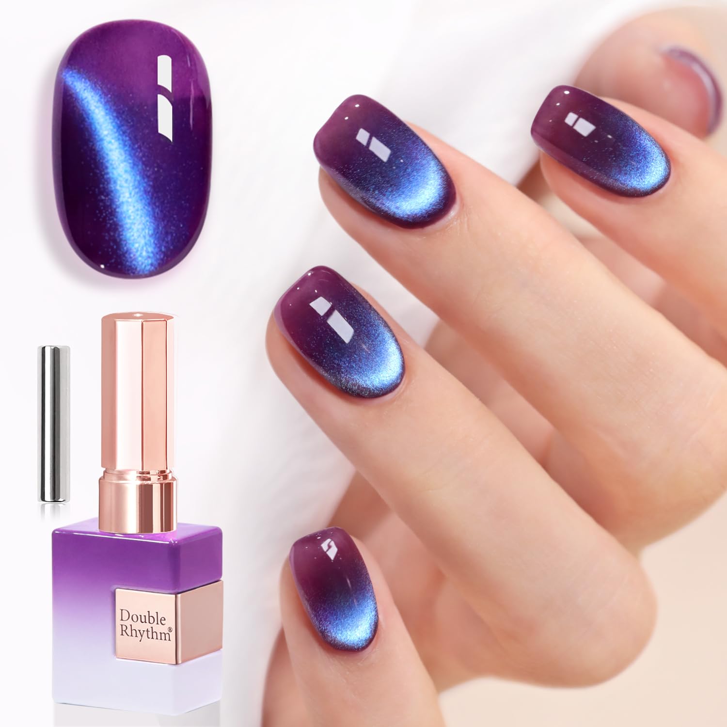 Double Rhythm front packaging showing navy purple gel polish and benefits