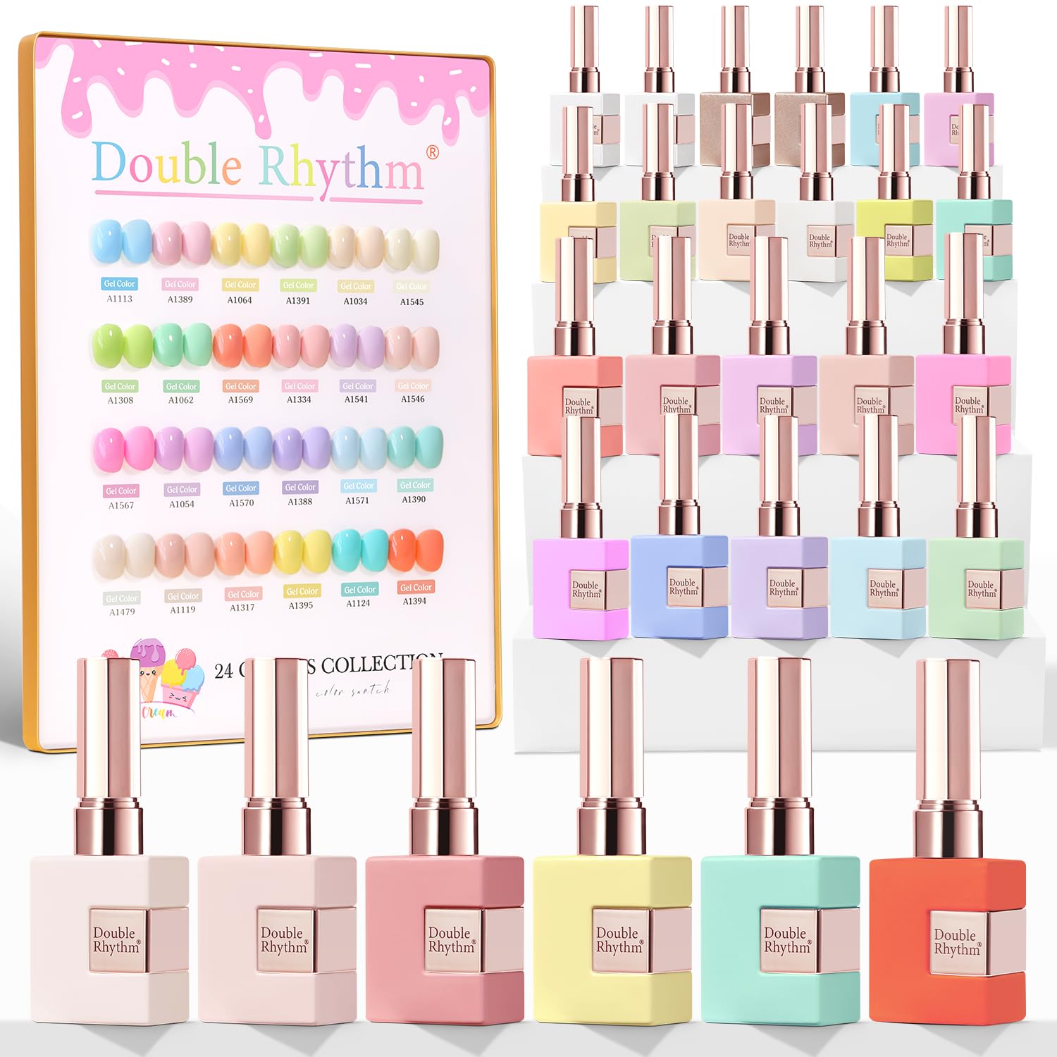 Double Rhythm front packaging showing full pastel candy kit and contents for easy selection