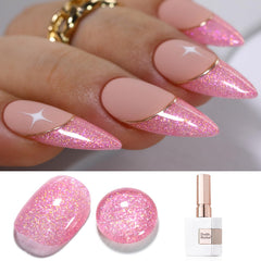 Double Rhythm front packaging showing pink holographic polish and benefits
