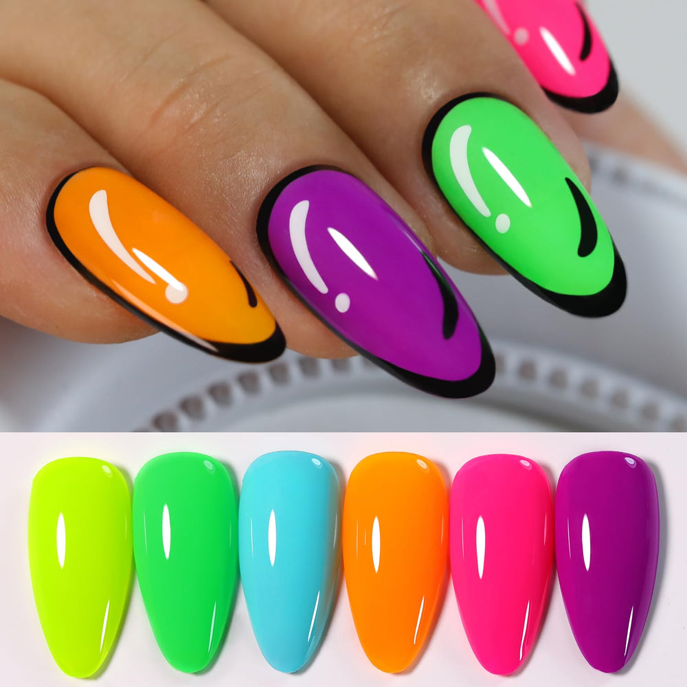 Double Rhythm front packaging showing six neon pastel gel bottles and kit benefits