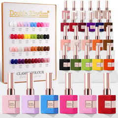 Double Rhythm front packaging showing 28-piece gel set, clear organization for quick selection