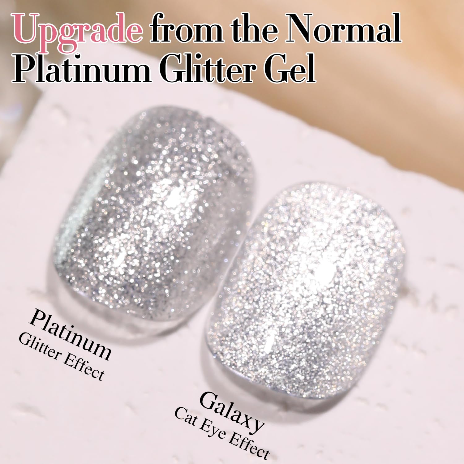 Double Rhythm glitter texture macro revealing fine reflective particles for shine
