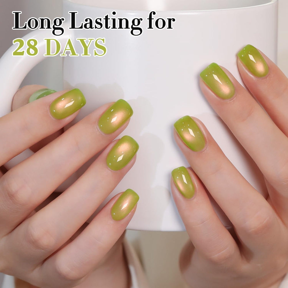 Double Rhythm nails with glossy top coat showing durable high-shine benefit