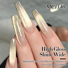 Double Rhythm gold layered over light base revealing delicate translucent shimmer