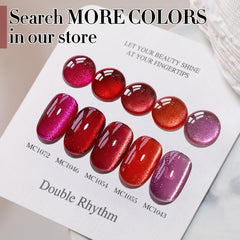 Double Rhythm finished nail with holographic cat-eye effect showcasing depth and sparkle