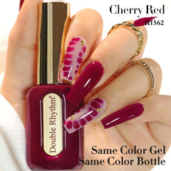 Double Rhythm 15ml bottles in salon display highlighting uniform color bottles