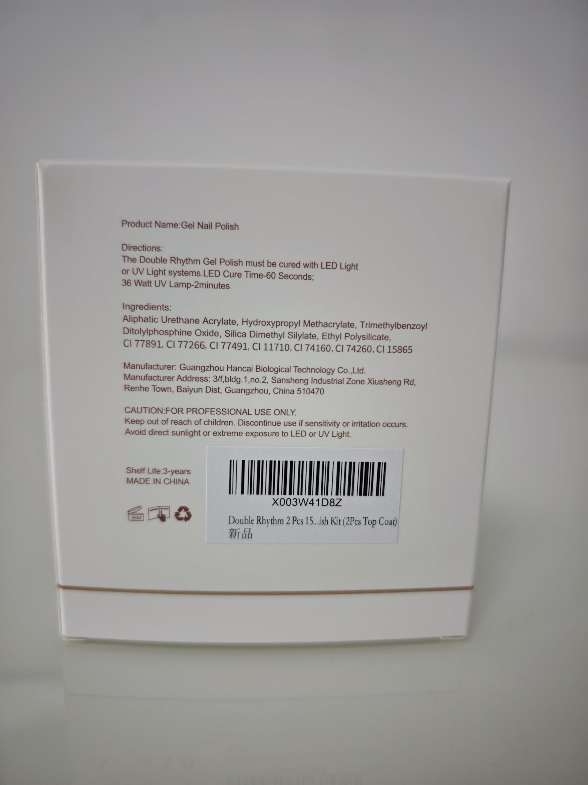 Ingredient label detail from Double Rhythm bottle showing toxin-free formulation benefit