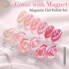 Double Rhythm lifestyle hand model wearing jelly pink cat-eye nails for salon-style look