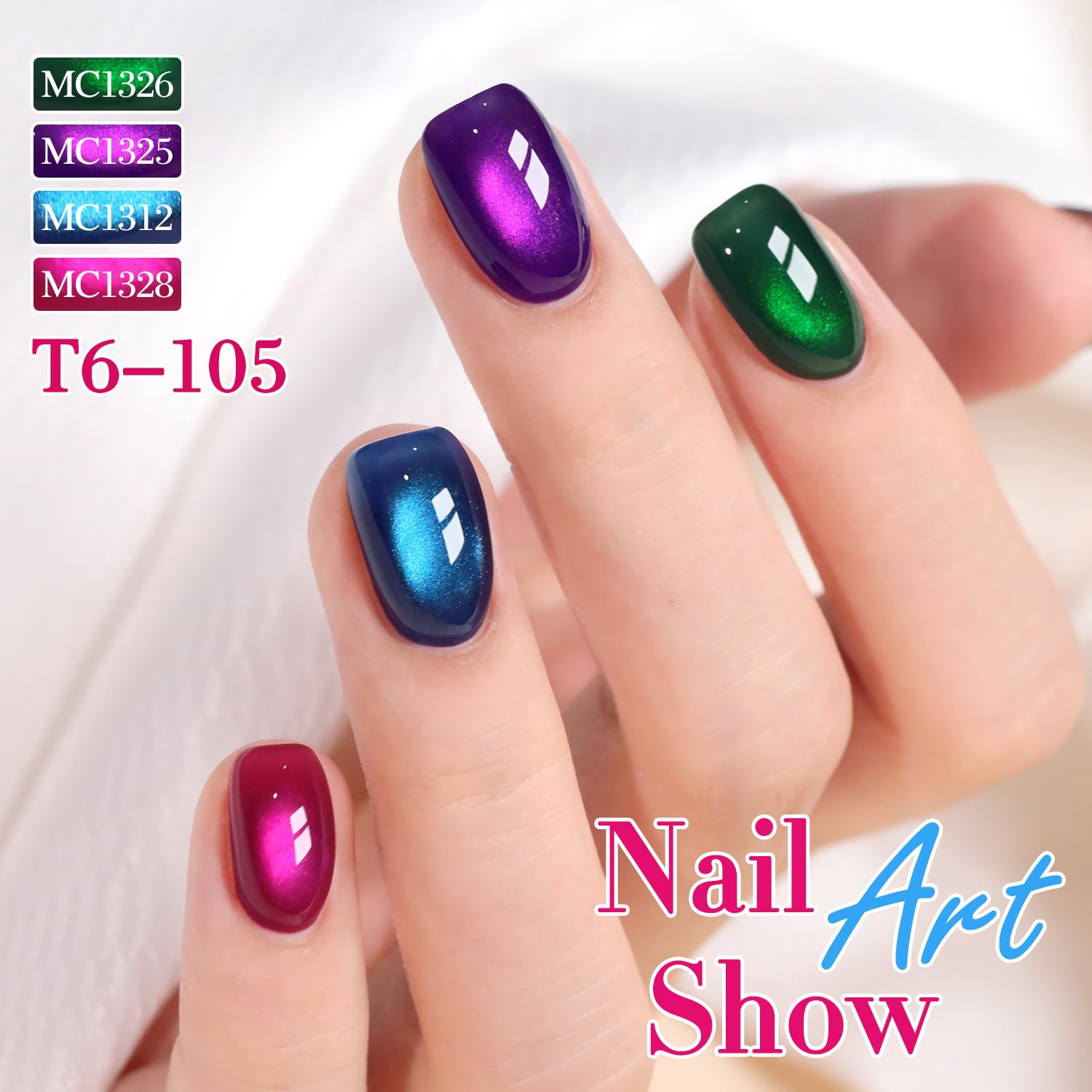 Double Rhythm finished nails at a party setting, shows salon-quality shimmer