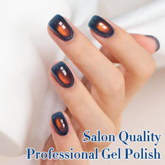 Studio manicure with Double Rhythm polish, illustrating finished glossy, holographic nails