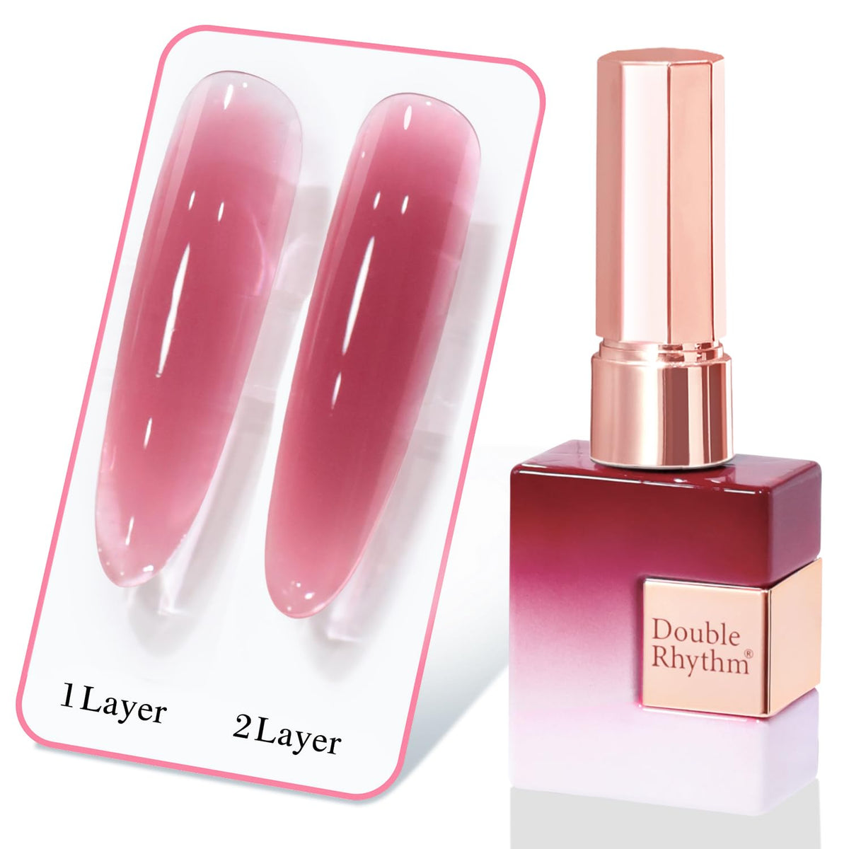 Double Rhythm front bottle view showing light plum pastel shade and clear bottle