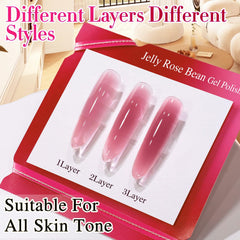 Double Rhythm swatch strip showing sheer one-coat to layered color transition