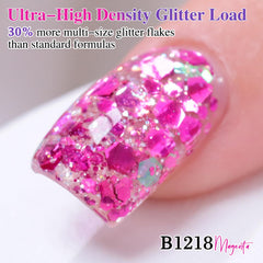 Double Rhythm magnetic tool over wet polish demonstrating pattern control benefit