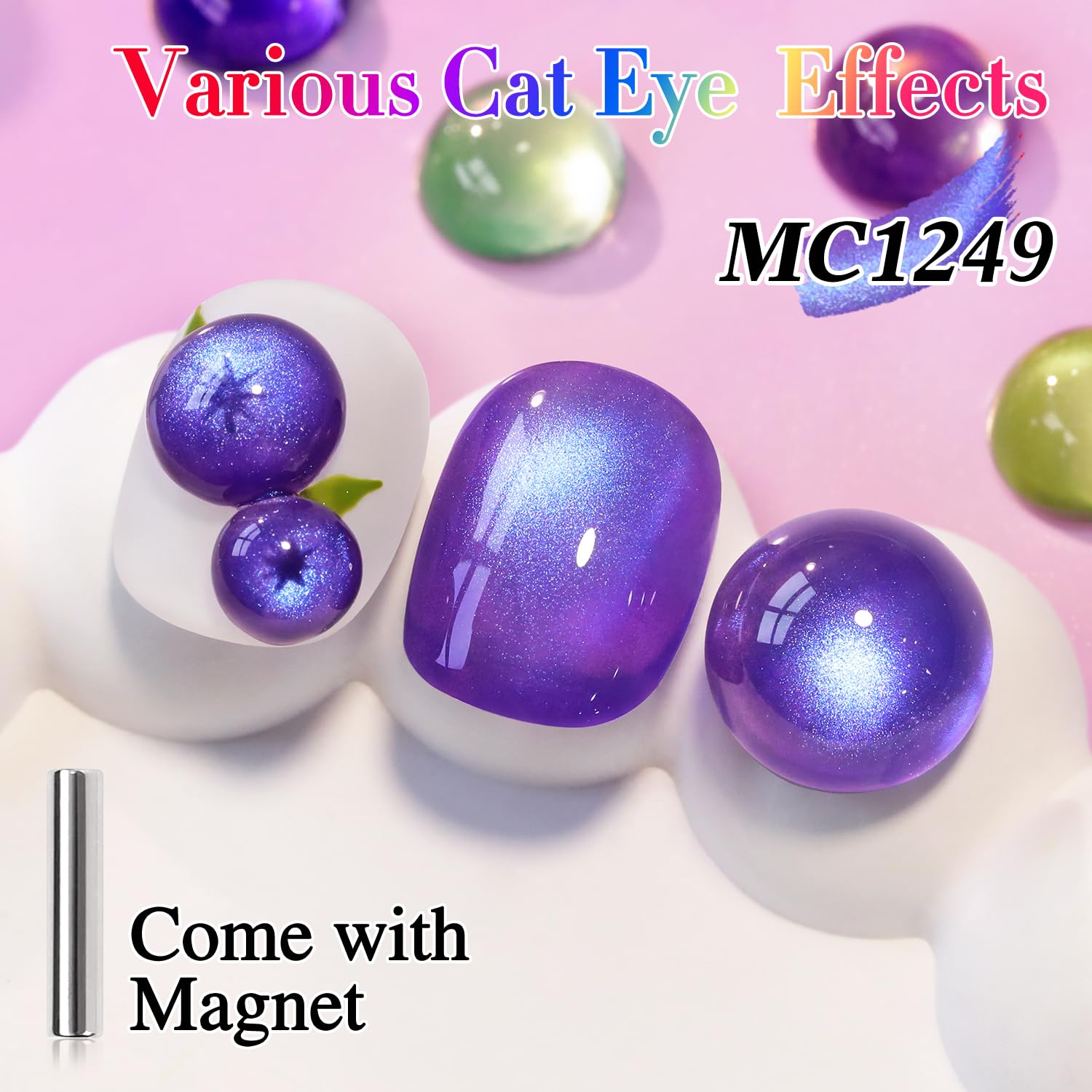 Double Rhythm magnet held over nail to create cat eye stripe benefit