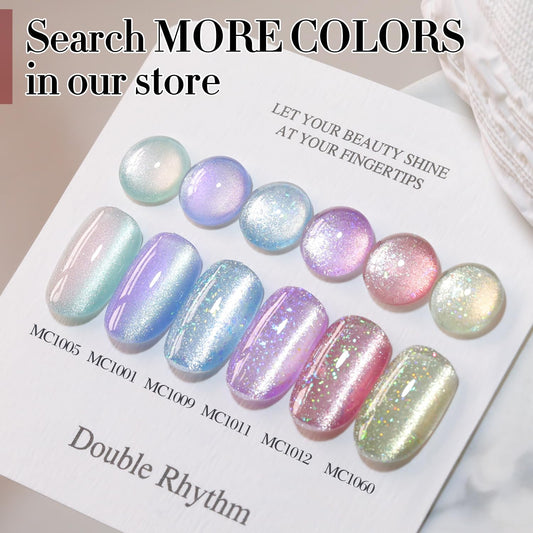 Double Rhythm magnet effect closeup displaying cat-eye shimmer and clear dimensional control benefit