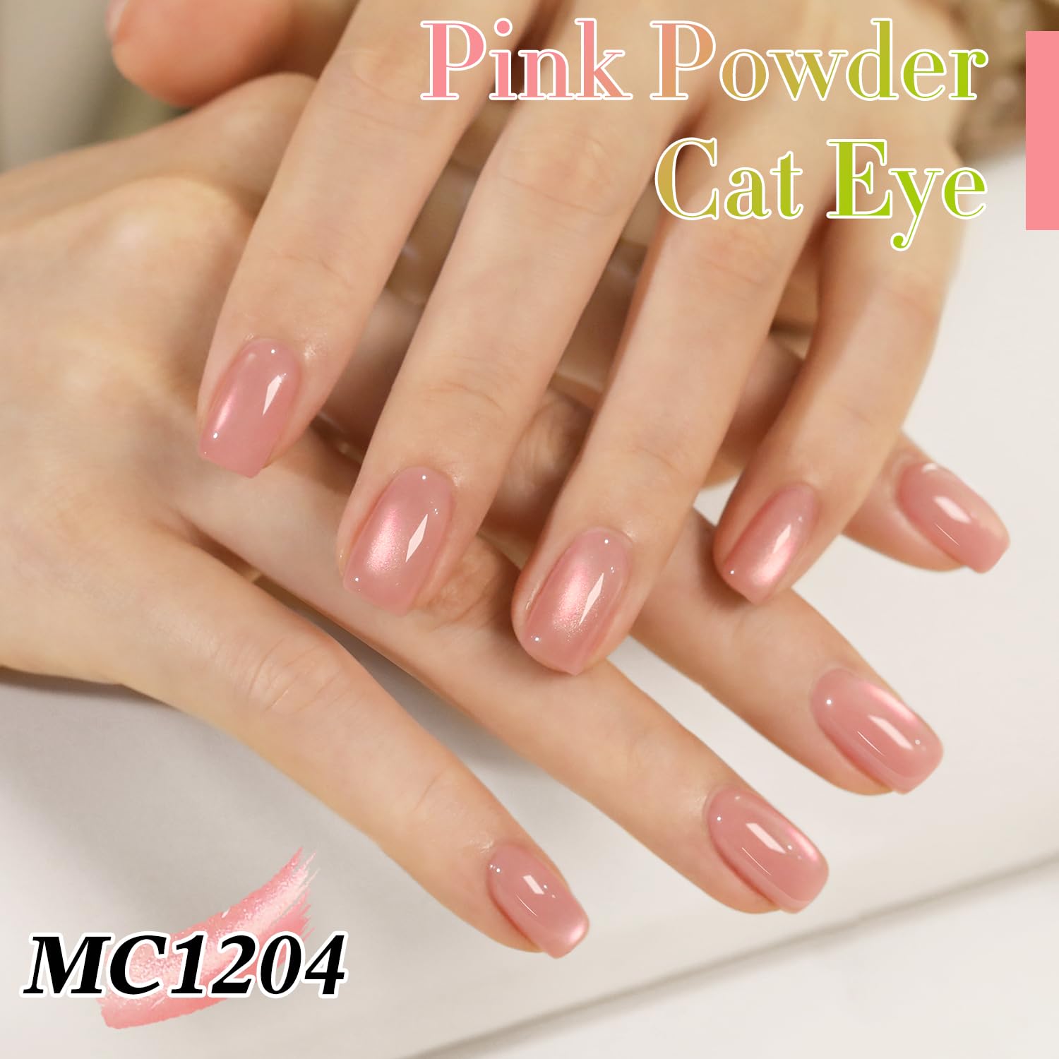 Double Rhythm magnet effect in progress demonstrating cat-eye stripe for eye-catching nails