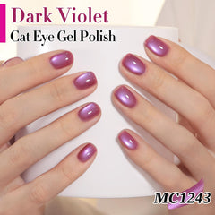 Double Rhythm magnet held over wet polish creating cat-eye stripe to show technique benefit