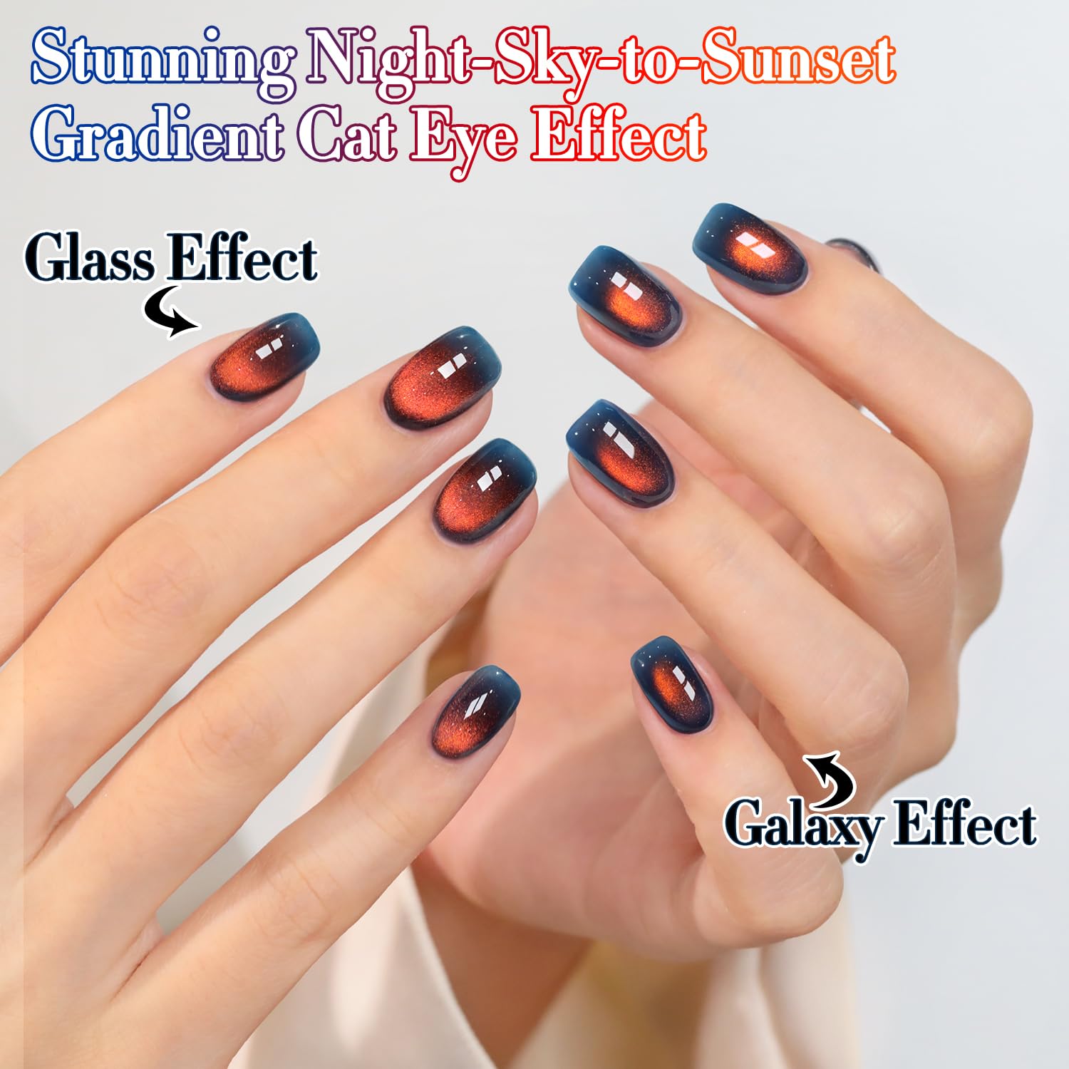 Double Rhythm magnet pulling cat-eye line on nail, demonstrating dramatic design control