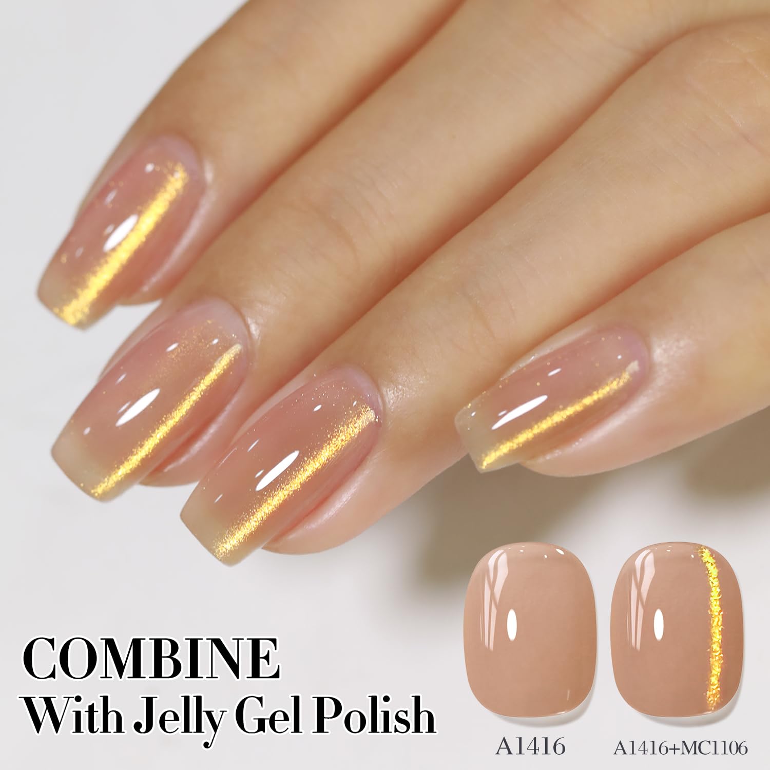 Double Rhythm magnetic tool over wet polish demonstrating cat-eye pull for striking effects