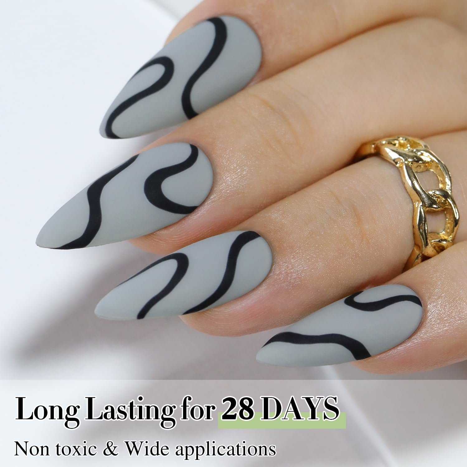 Double Rhythm manicure lifestyle scene on a model hand showing wearable neutral style benefit