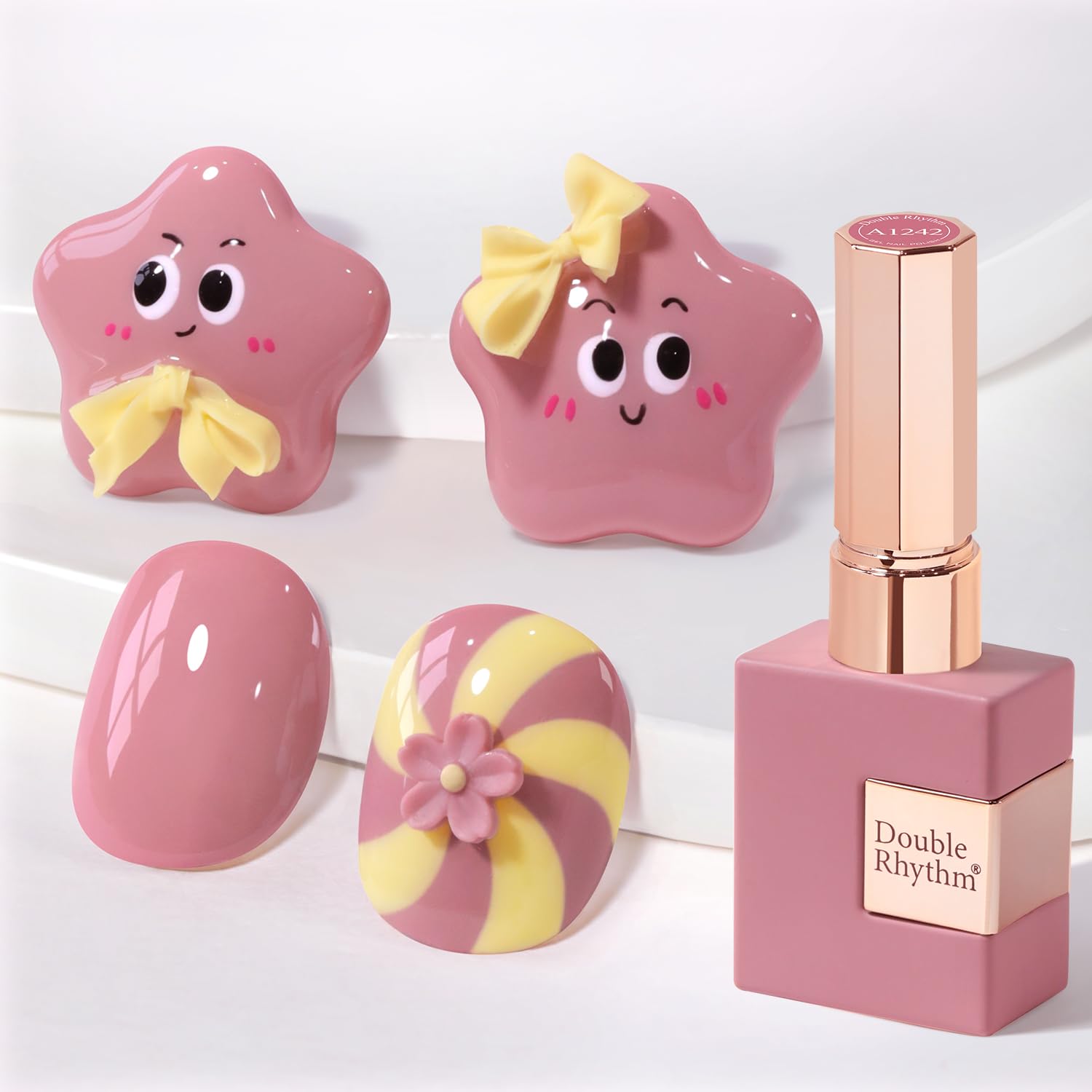 Double Rhythm front bottle showing mauve pink preview and easy shade choice