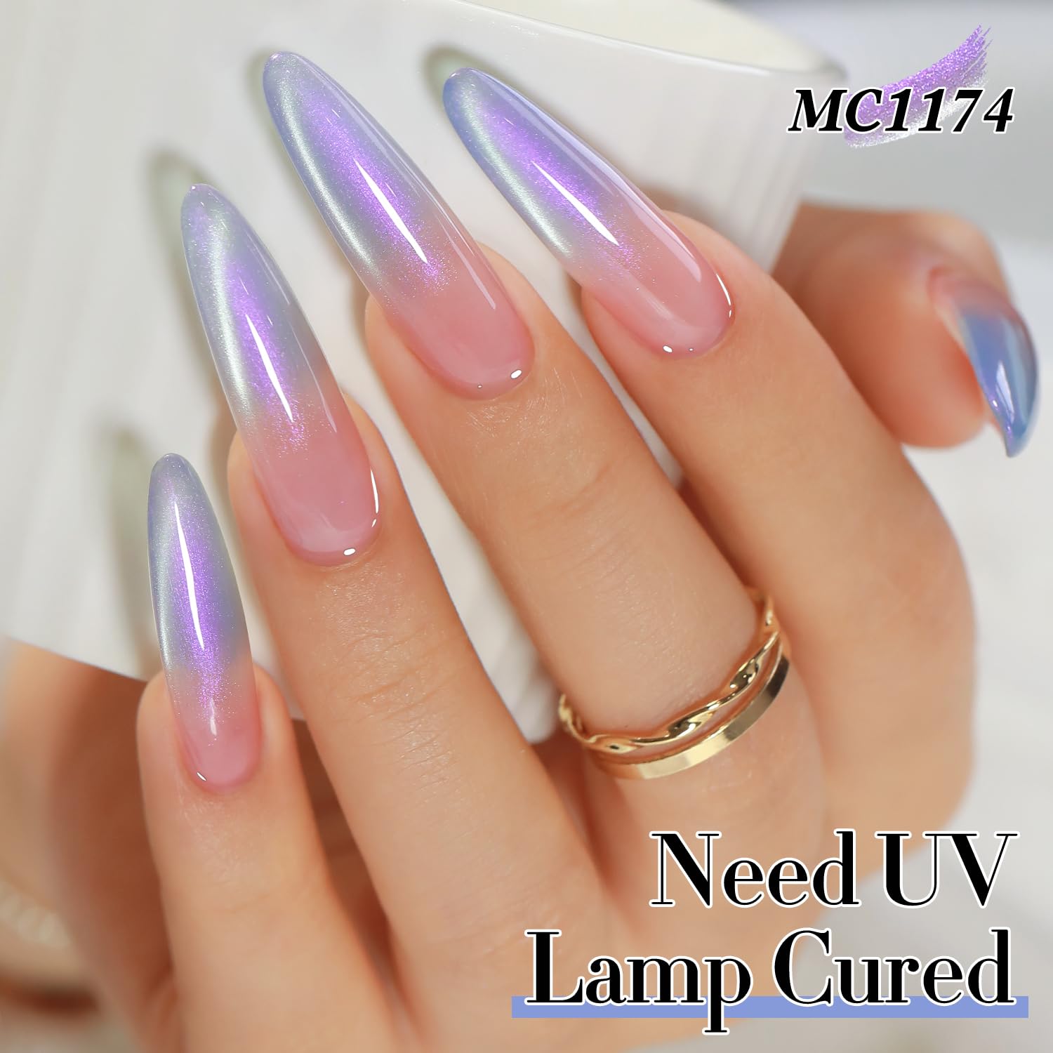 Double Rhythm Mermaid Blue gel bottle with magnet and nail tools for styling
