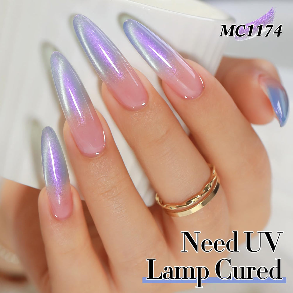 Double Rhythm Mermaid Blue gel bottle with magnet and nail tools for styling