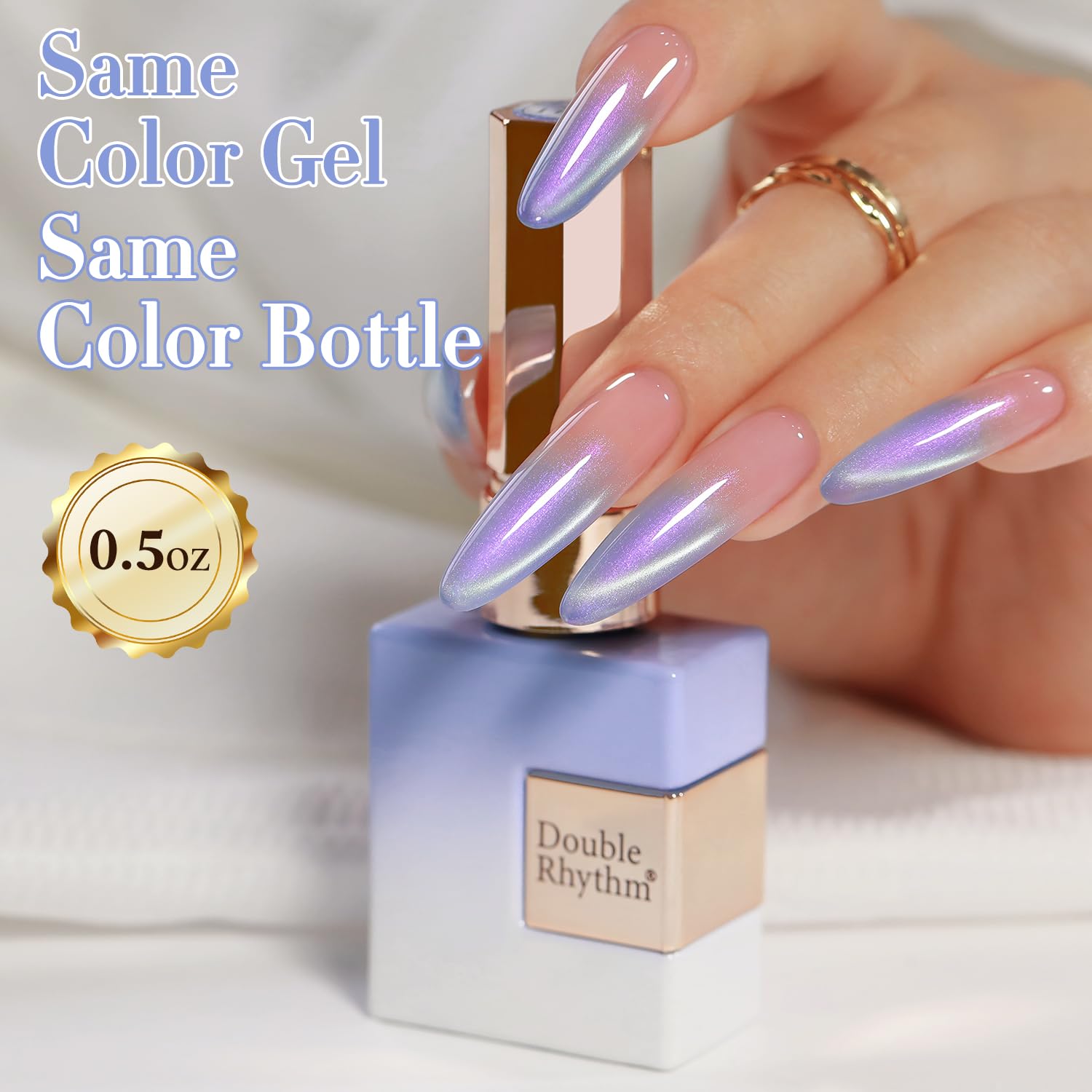 Double Rhythm Mermaid Blue finished nail closeup showing holographic shimmer