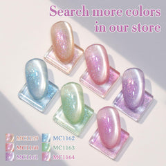 Double Rhythm mani on white base showing delicate pearlescent finish benefit