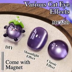 Double Rhythm magnet held over wet polish creating cat-eye stripe for instant effect