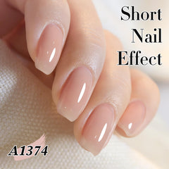 Double Rhythm brush stroke of milky pink jelly polish demonstrating smooth application