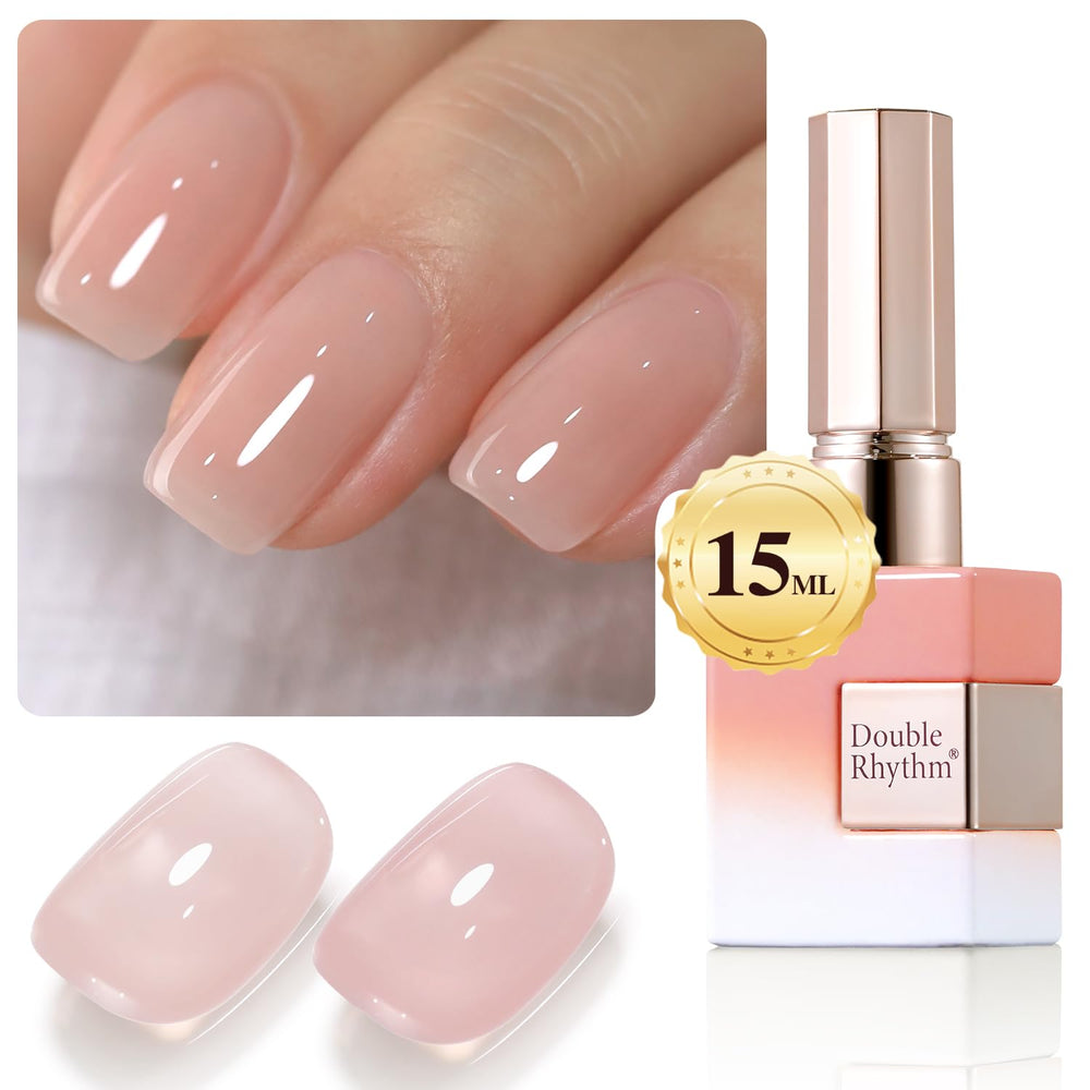Double Rhythm milky pink bottle front view showing color and packaging benefits