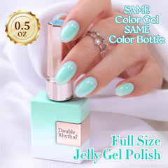 Double Rhythm painted nails in use illustrating wearable milky teal and natural look