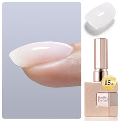 Double Rhythm front bottle shot showing milky white gel and clear label benefit