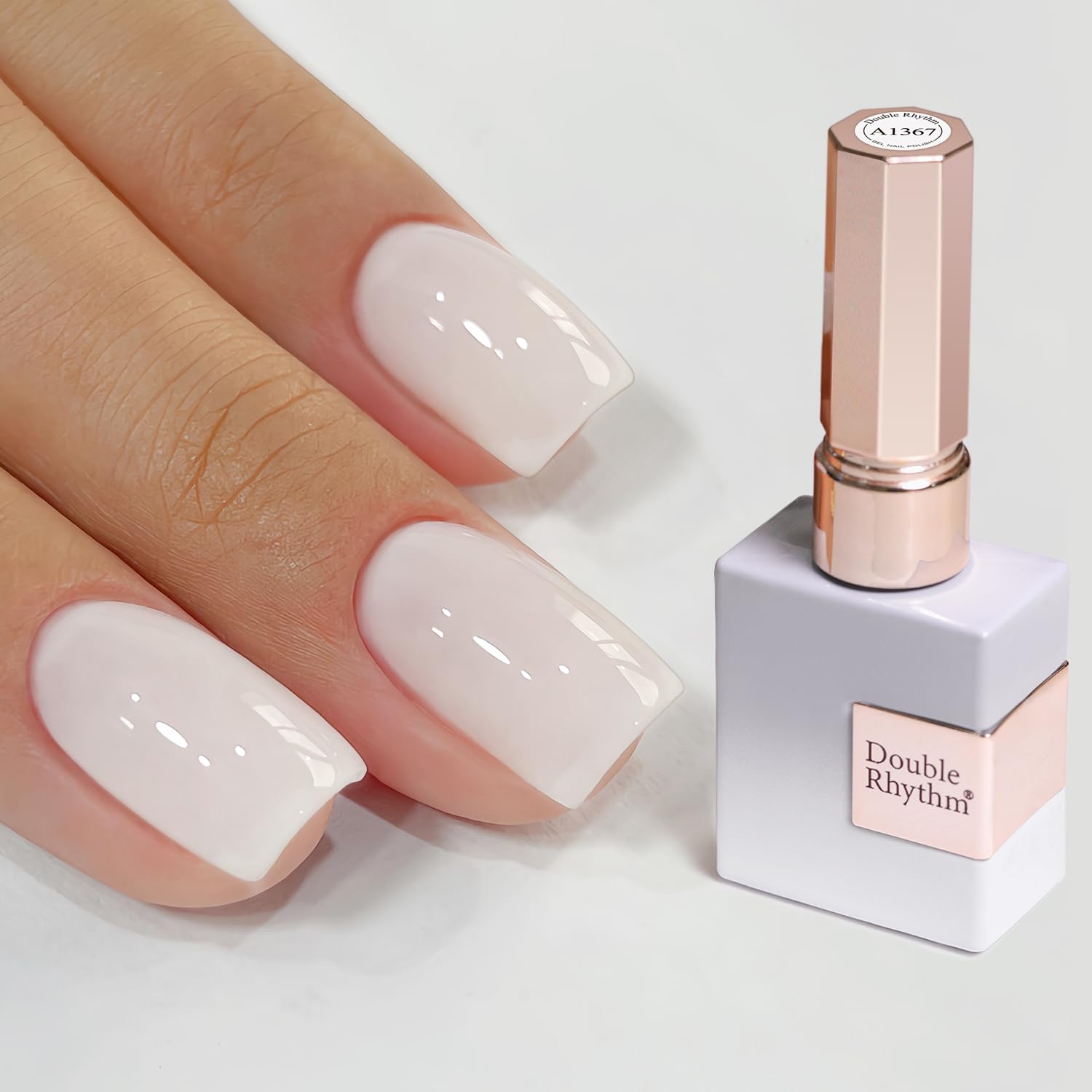 Double Rhythm bottle front label showing shade and benefit of buildable milky coverage