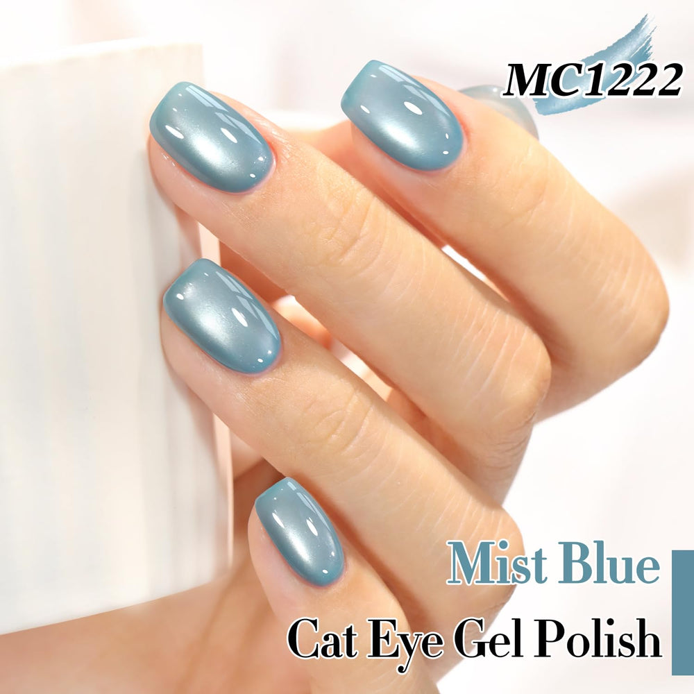 Smooth brush-stroke swatch of Mist Blue showing translucent jelly texture and buildable color
