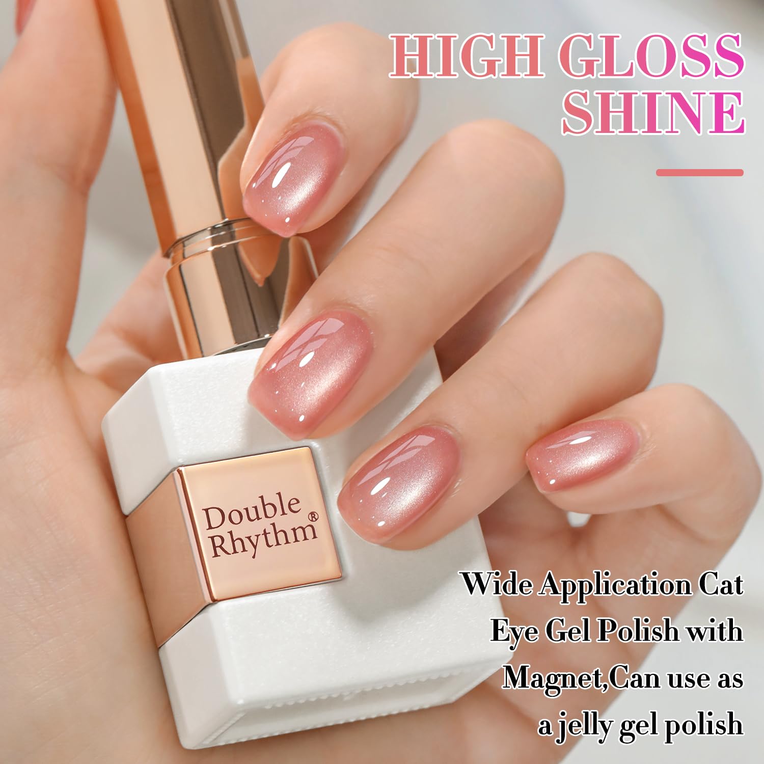 Double Rhythm polish being applied on a nail showing DIY use and controlled magnetic effect