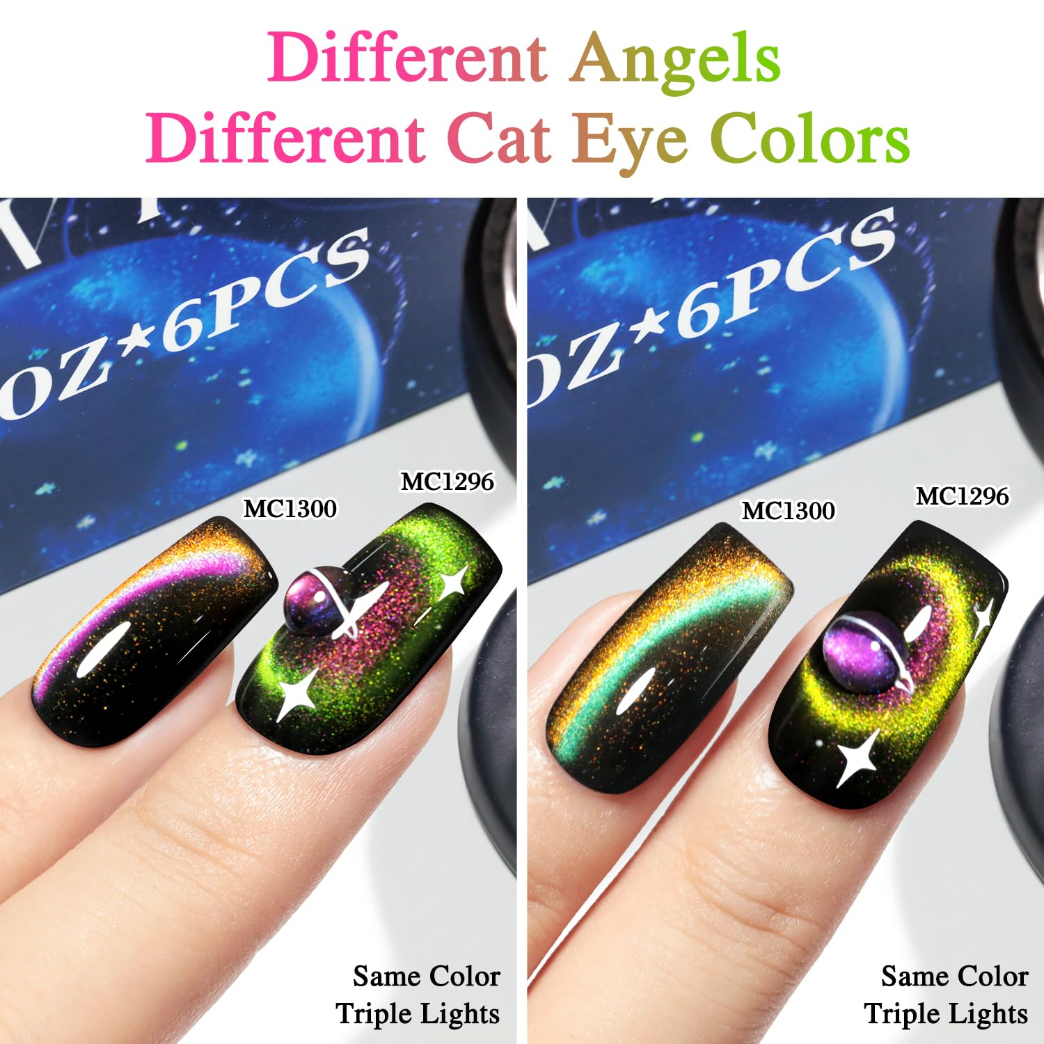 Double Rhythm nails in use showing galaxy-style manicure for eye-catching finish