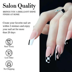 Double Rhythm polish applied on nails in a salon, demonstrates lasting wear benefit