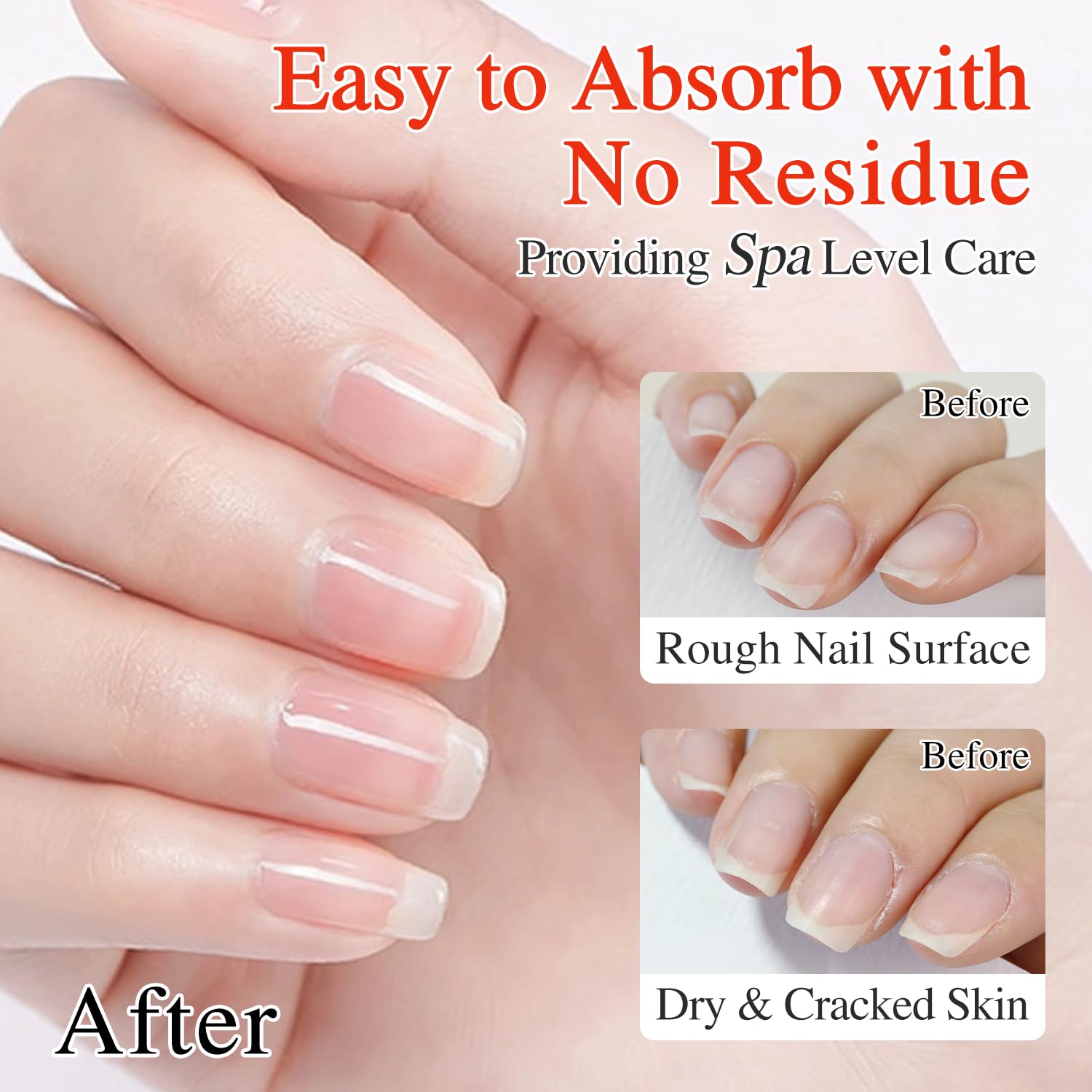 Double Rhythm before and after nail bed comparison showing smoother nails benefit