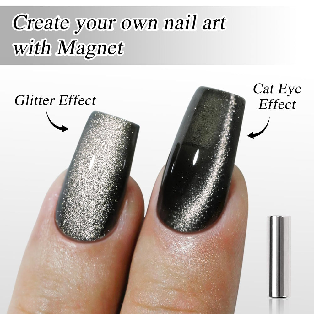 Double Rhythm nail in use with magnet held over nail showing instant effect