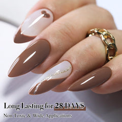 Double Rhythm application on fingernail showing smooth even coverage advantage