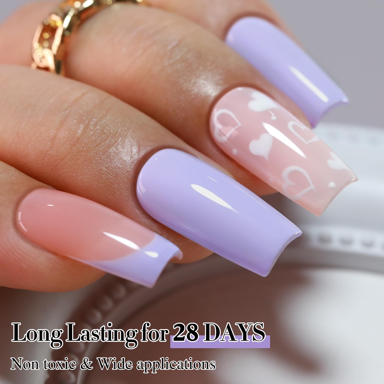 Double Rhythm nail swatch on finger demonstrating color payoff and high gloss