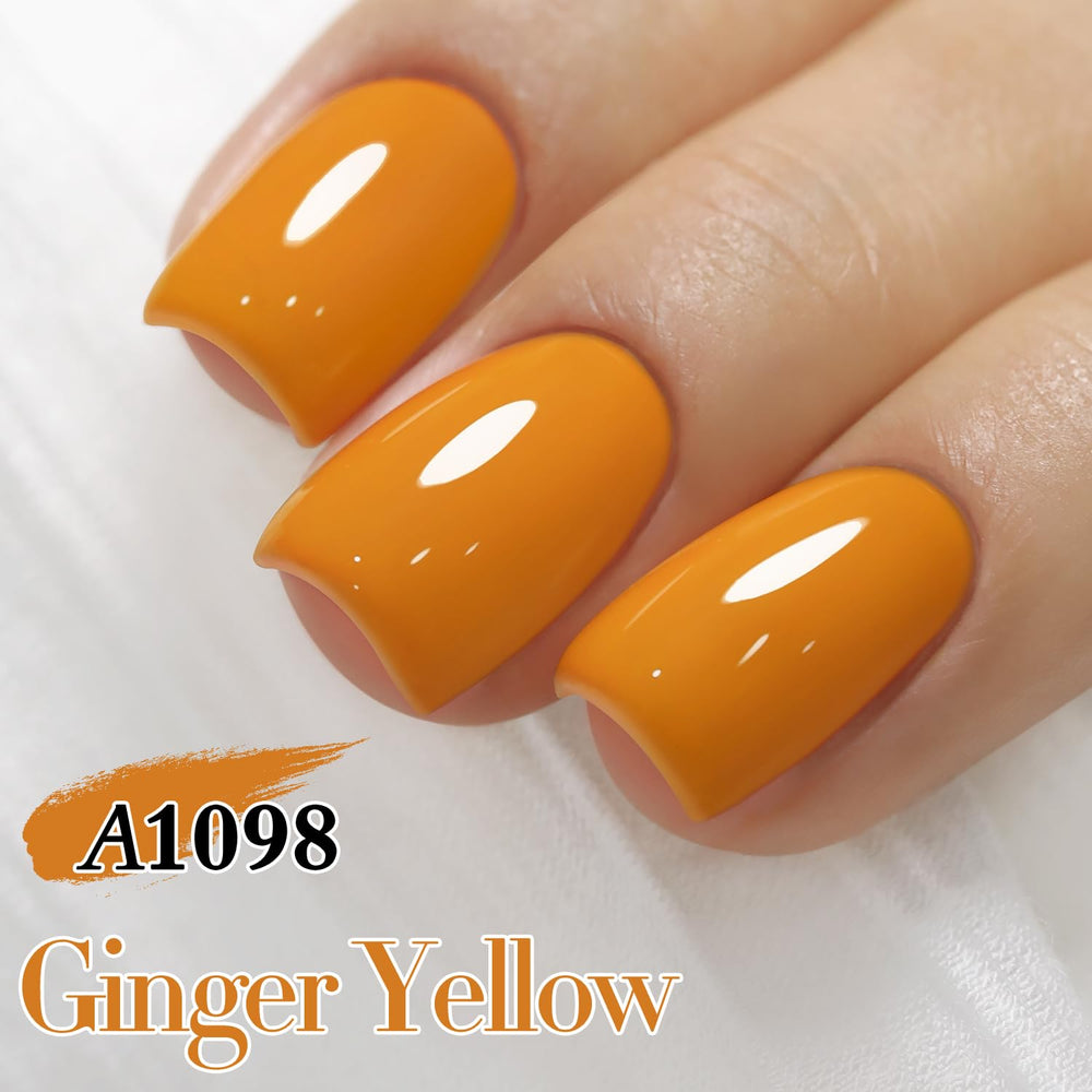 Double Rhythm nail swatch on tip showing sheer ginger-yellow and wearable look
