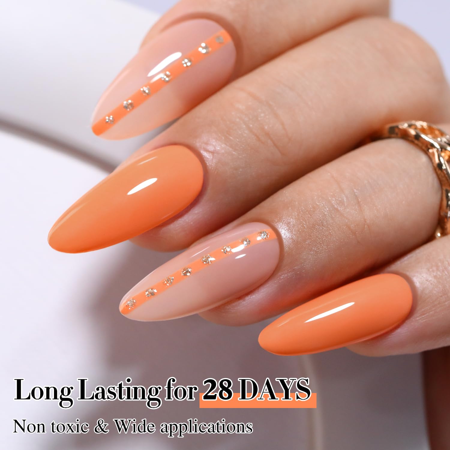 Double Rhythm nail swatch on wrist illustrating wearable sheer color