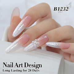 Double Rhythm polish being applied to a fingernail demonstrating easy use