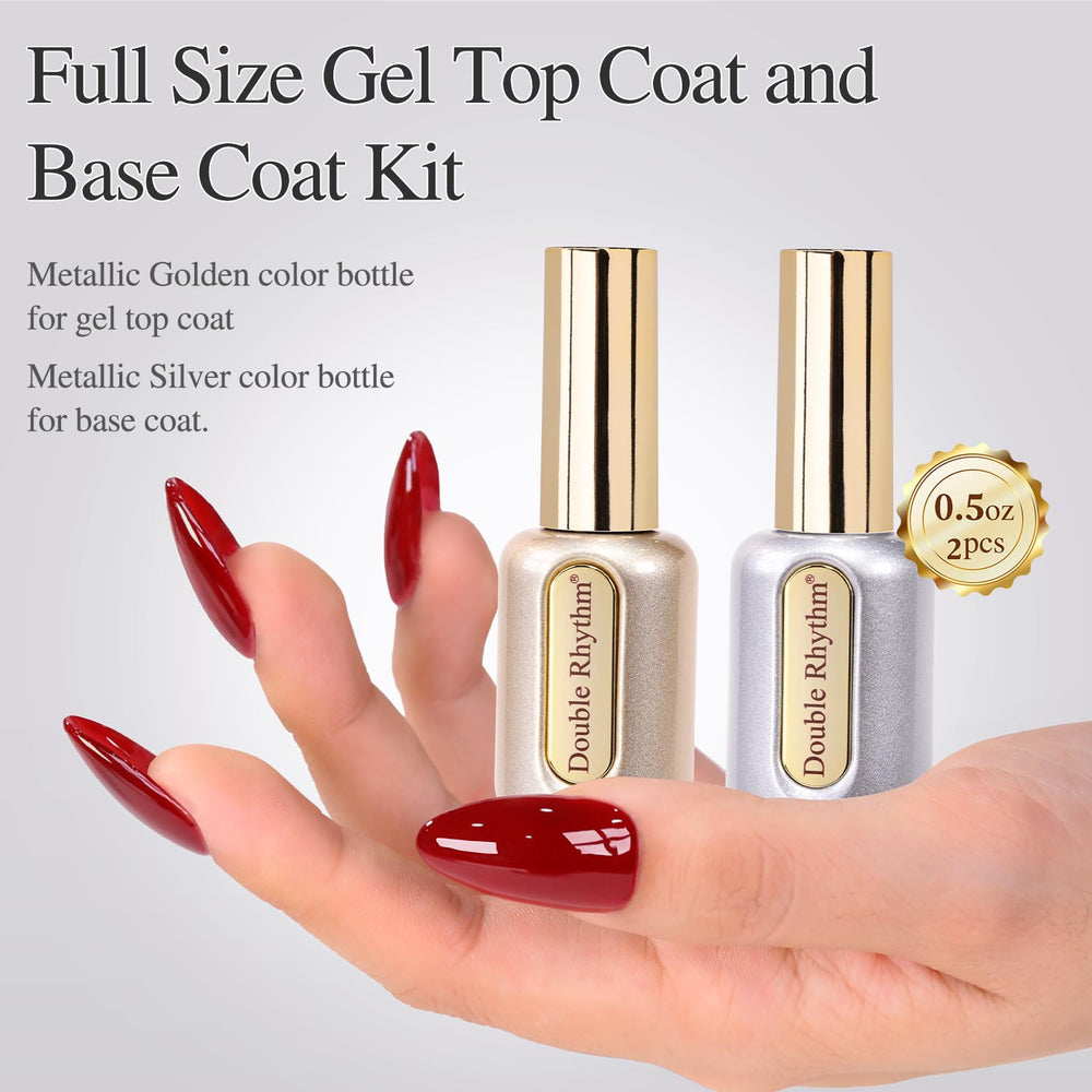 Double Rhythm no-wipe top-coated nail showing high-gloss durability