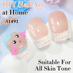 Double Rhythm brush stroke swatch of nude pink H1491 showing glossy jelly finish and true shade