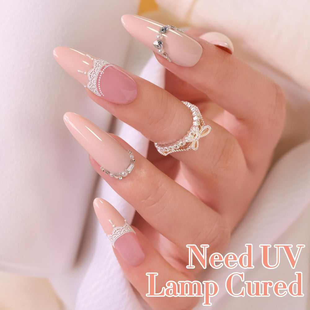 Double Rhythm on nails demonstrating soft French-tip manicure effect