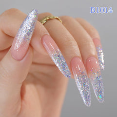 Double Rhythm on model hand in daylight illustrating wearable pastel sparkle